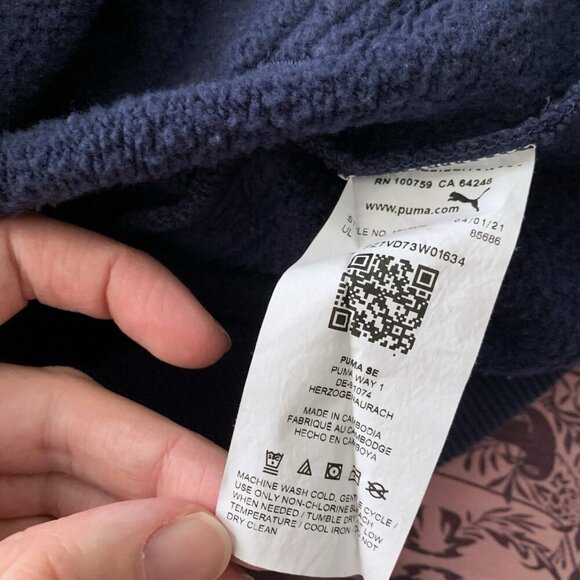 Puma Girl Navy Fleece Hoodie Sweatshirt 5T 6 years XS - Picture 6 of 7